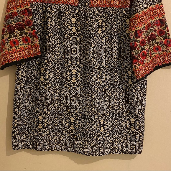 Women’s Size S Boho Peasant Blouse India Mixed Pattern 3/4 Sleeve - Picture 4 of 10